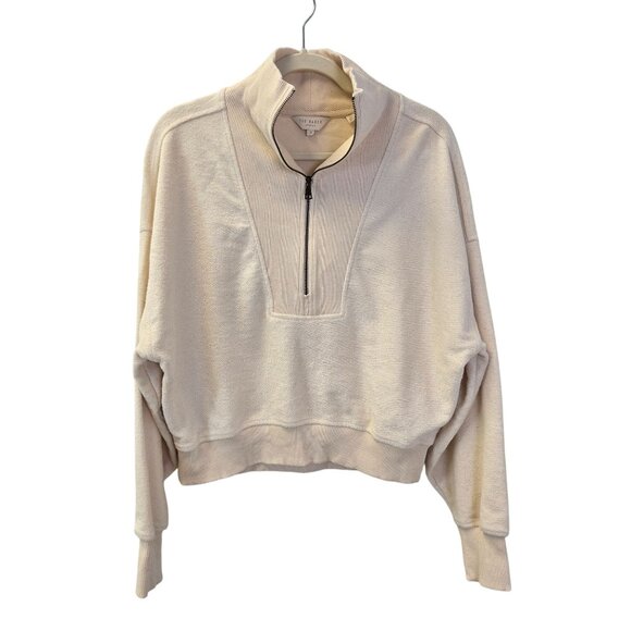 Ted Baker Varen Funnel-neck Cotton Half Zip Cropped Jumper Jacket Size TB 4/US 1 - Picture 1 of 6